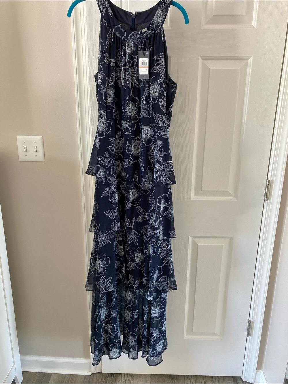 Tommy Hilfiger Navy Floral Tiered Maxi Dress/Sky Capt